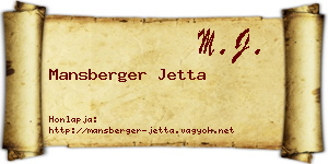 Mansberger Jetta névjegykártya